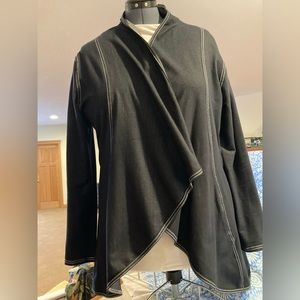 Light weight thin stretch denim swing jacket; Black w/white top stitching size L